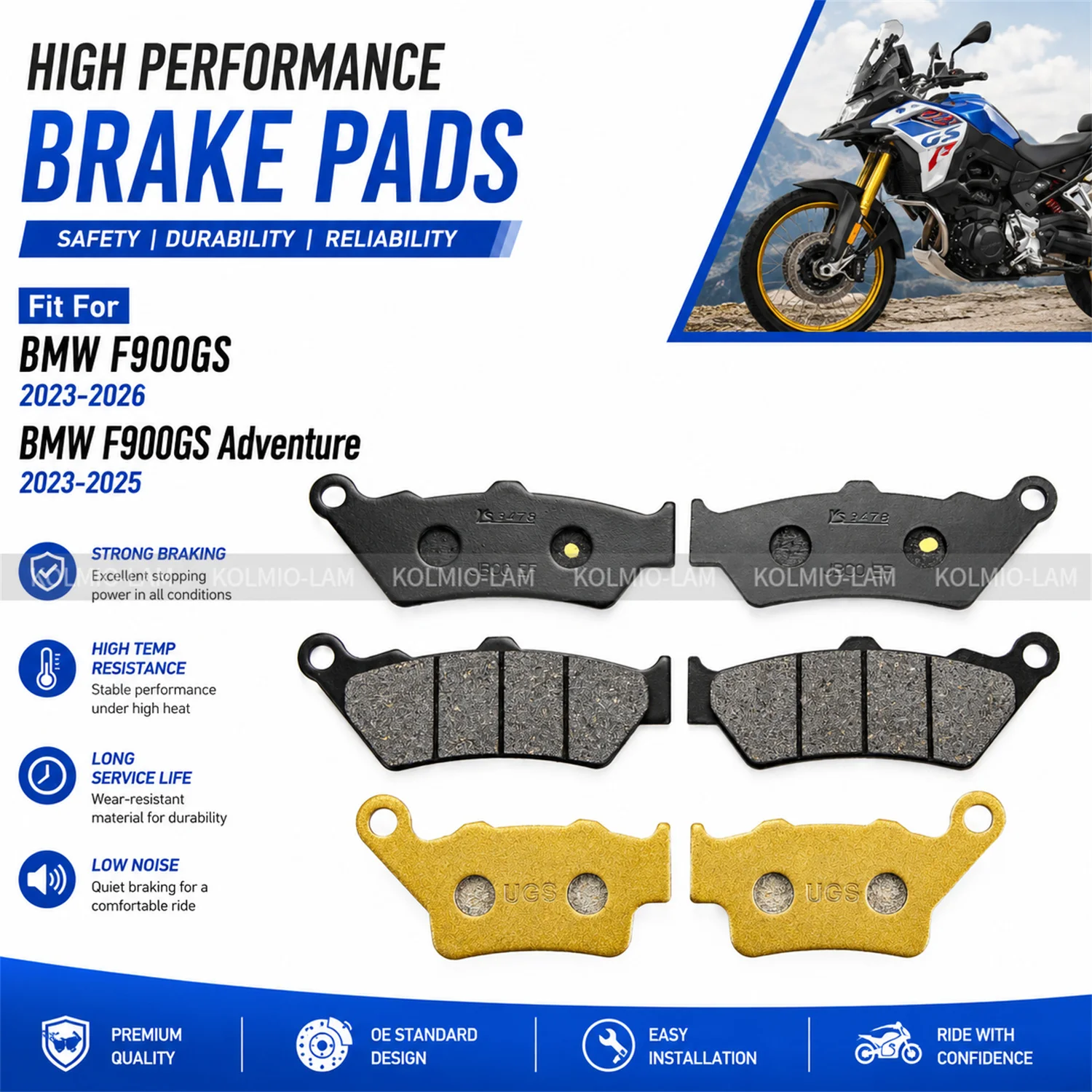

Front Rear Brake Pads Set Fit For BMW F900GS 2023-2026 F900GS Adventure 2023-2025 Motorcycle Disc Brake Pad Kit