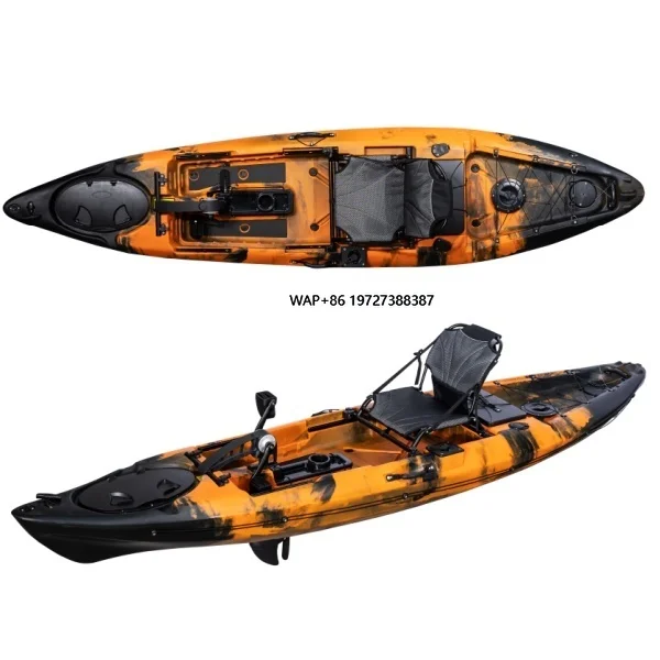 

Single Pedal Fishing Kayak CE Certified Non- Inflatable Plastic Canoe/Kayak with Motor for One Person