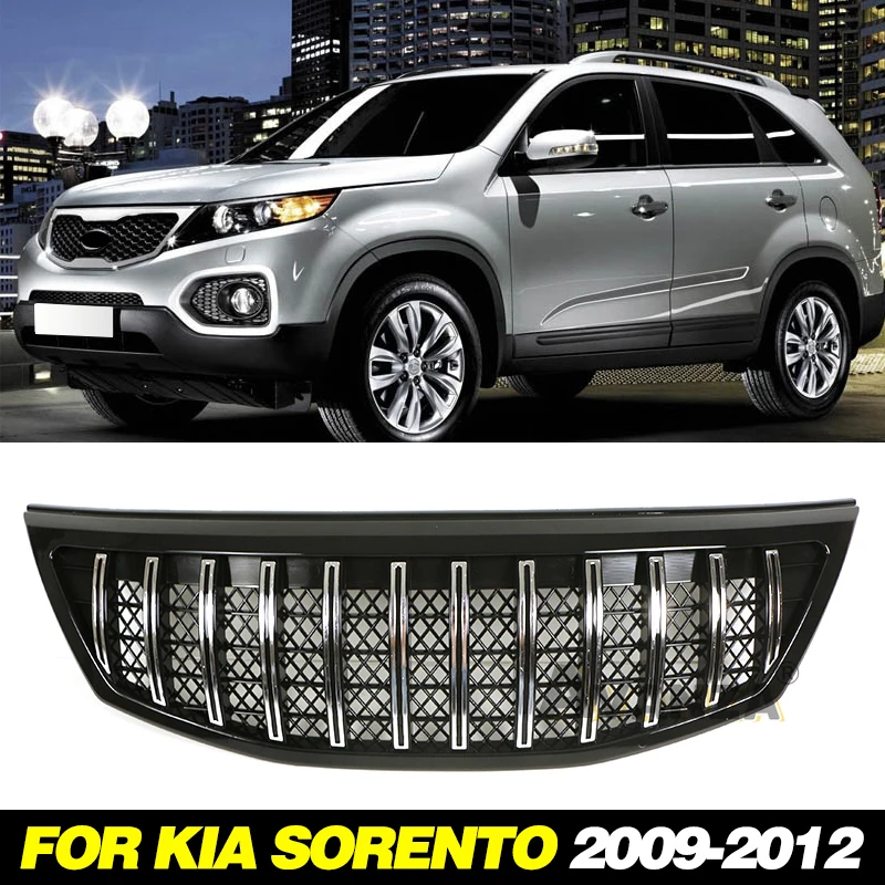 Chrome/Black Grille With Light Fits For KIA SORENTO 2009-2012 2010 2011 Racing Grill