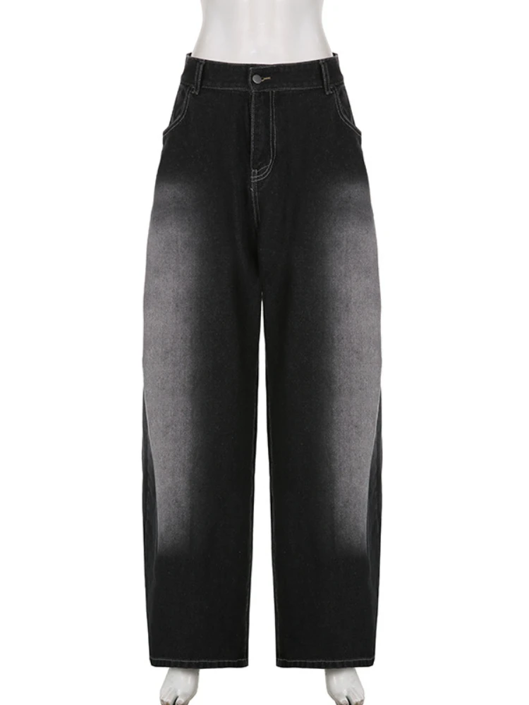 QWEEK-pantalones vaqueros holgados para mujer, ropa de calle Retro, Harajuku, pierna ancha, moda coreana, Primavera, 2024