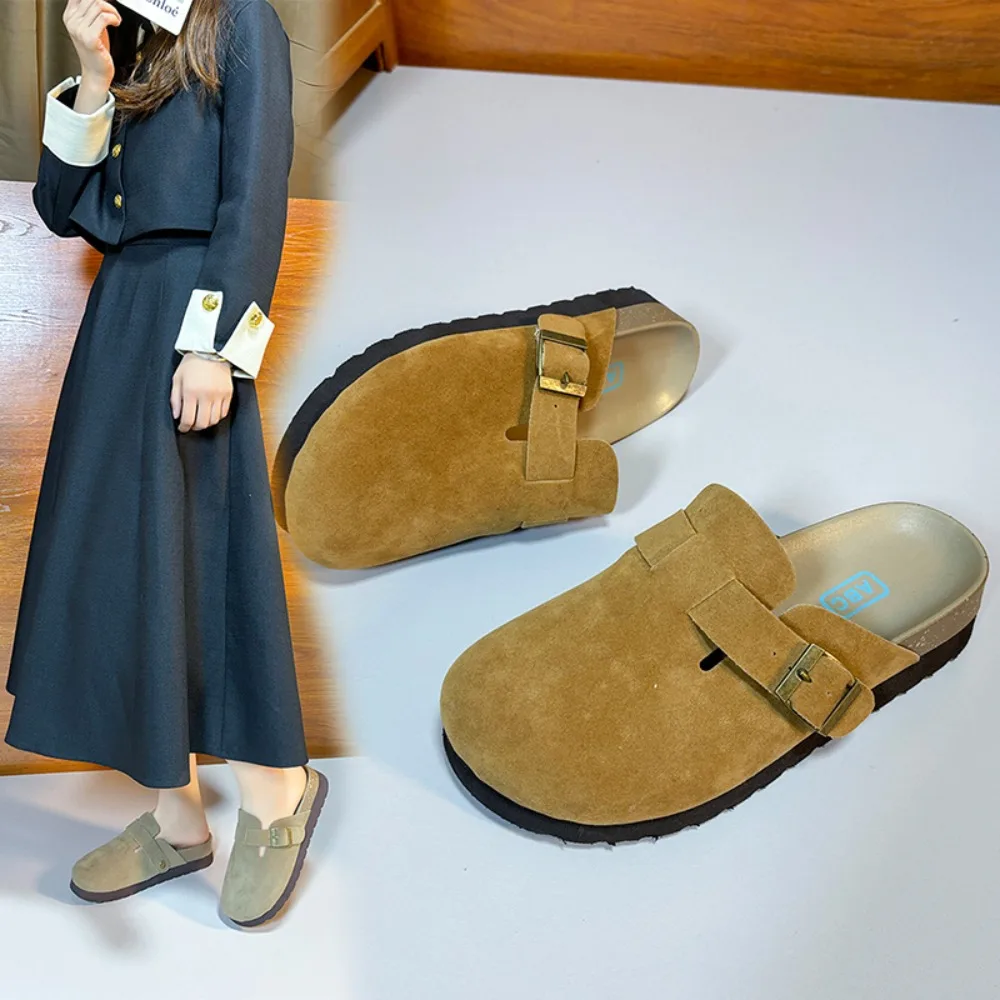 

Cork Footbed Clogs for Women Men Fashion Leather Mules Comfort Potato Shoes with Arch Support Indoor Outdoor Flat Slides