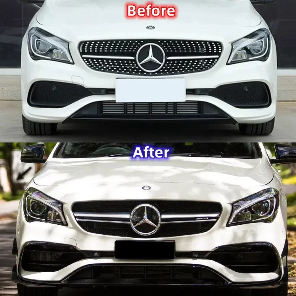 Front Bumper Lip Spoiler Splitter Air Vent Fog Lamp Grille Kits For Mercedes Benz CLA C117 X117 CLA200 220 250 260 AMG 2015-2018