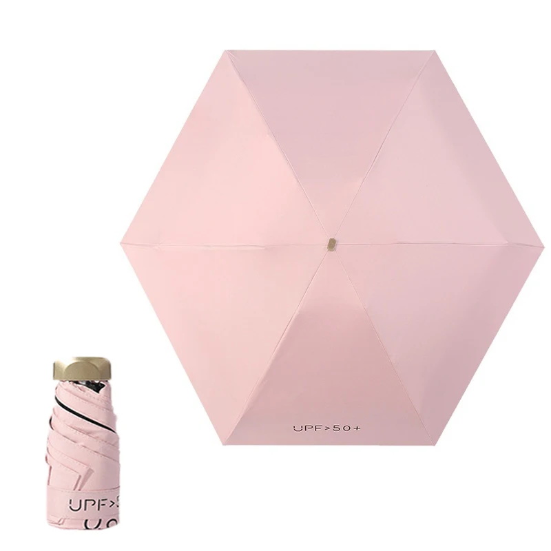 مظلة شمسية صغيرة محمولة صغيرة مقاومة للماء والرياح وحماية من الأشعة فوق البنفسجية للمطر والسفر اليومي للنساء مظلة جيب كبسولة