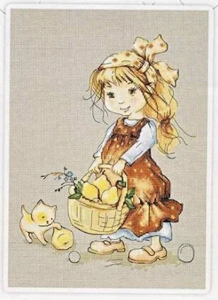 Amishop Top Quality Lovely Cute Counted Cross Stitch Kit For Pears Pear Girl Fairy And Dog Puppy Doggy Luca-s Luca