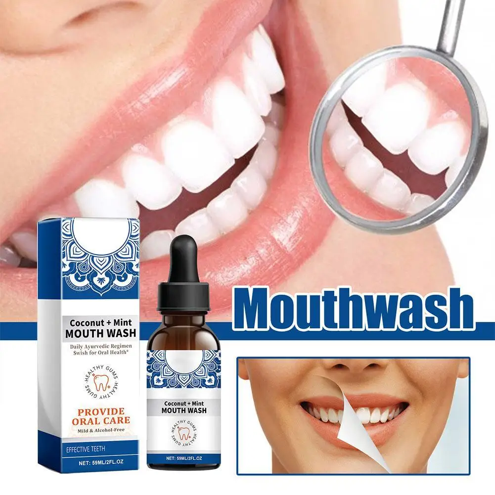 

59ml Coconut&Mint Mouthwash Oral Cleansing Mouthwash Natural Coconut Oil Mouthwash For Teeth And Gums Fresher Breath