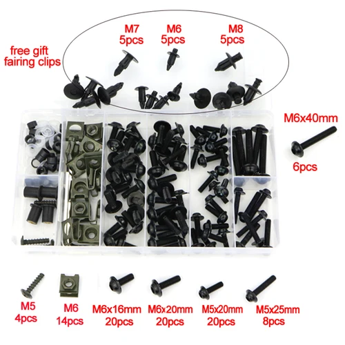 Imagen 2 del producto Ajuste para KTM 125 200 390 Duke 690 790 Duke 1290 Duke 1190 990 Kit completo de tornillos de carenado para motocicleta tornillos para carrocería Kit de tornillos Clips