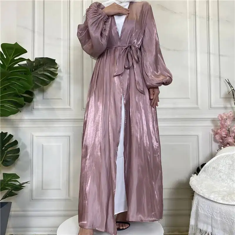 

Robe 2026 New Muslim Shiny Satin Cardigan Islamic Clothing 1926 Muslim Long Dress Robe Abaya Ramadan Dubai Luxury Islam Elegant