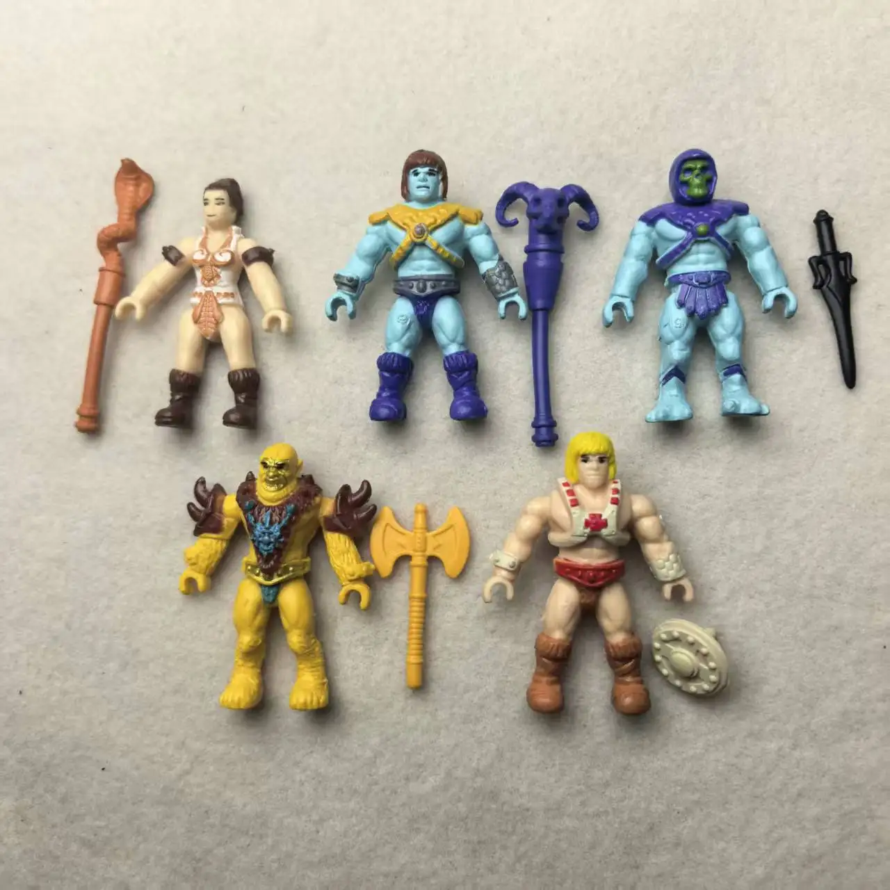 5 figuras de acción sueltas Construx Motu He-Man, He-Man Hechicero, Evil Lyn, Bestia Esqueleto de 6-7 cm (2 pulgadas)