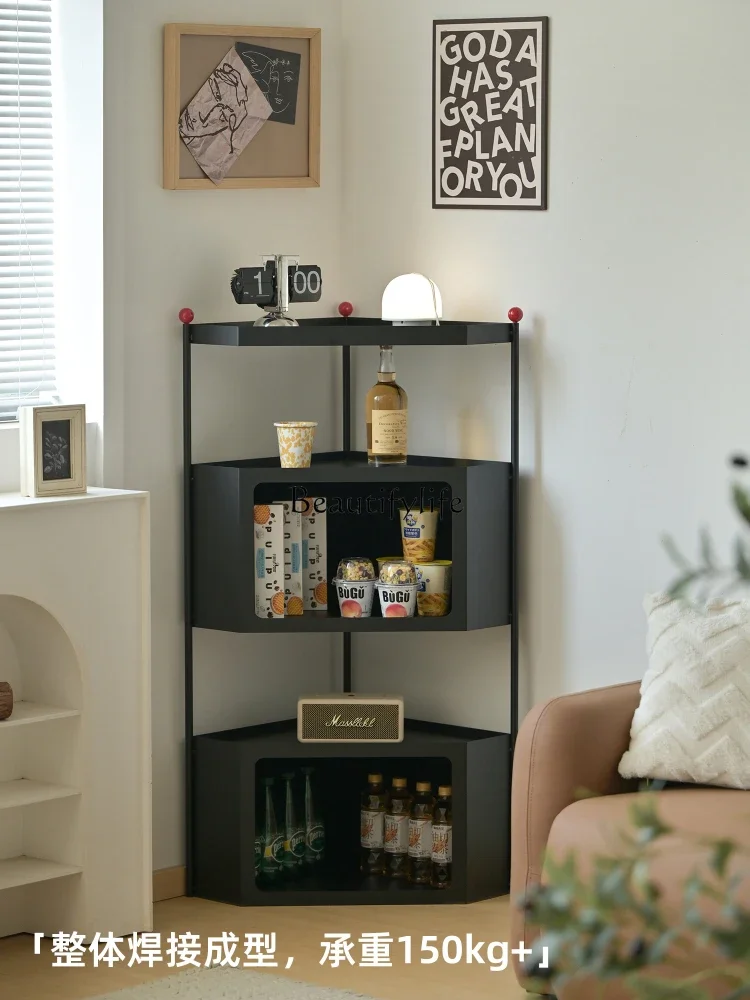 

yj32 Living room wrought iron floor bookshelf integrated against the wall corner bookcase
