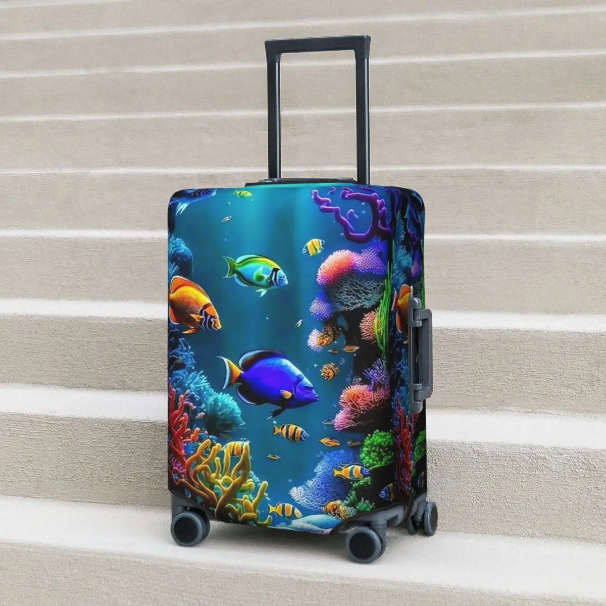 Underwater Suitcase Cover Sea Animal Print Fun Cruise Trip Protection Luggage Supplies Holiday