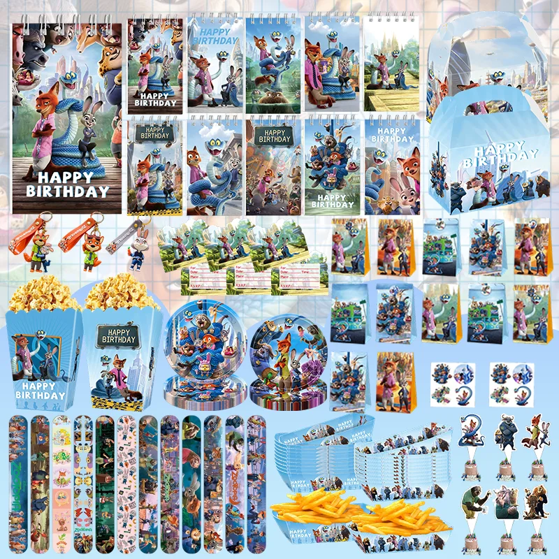 Nouveau Zootopia fête faveur Zootopia 2 décoration d'anniversaire Judy Nick Gary fournitures de fête Zootropolis bobine cahier boîte sac carte enfant