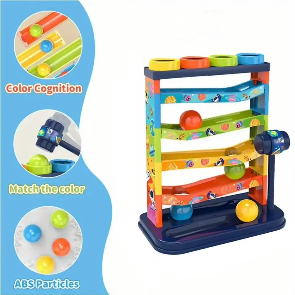 Plastic Slide Rolling Ball Ramp Interactive Stacking 5-Layer Colorful Track Montessori Colorful Track Knocking Ball