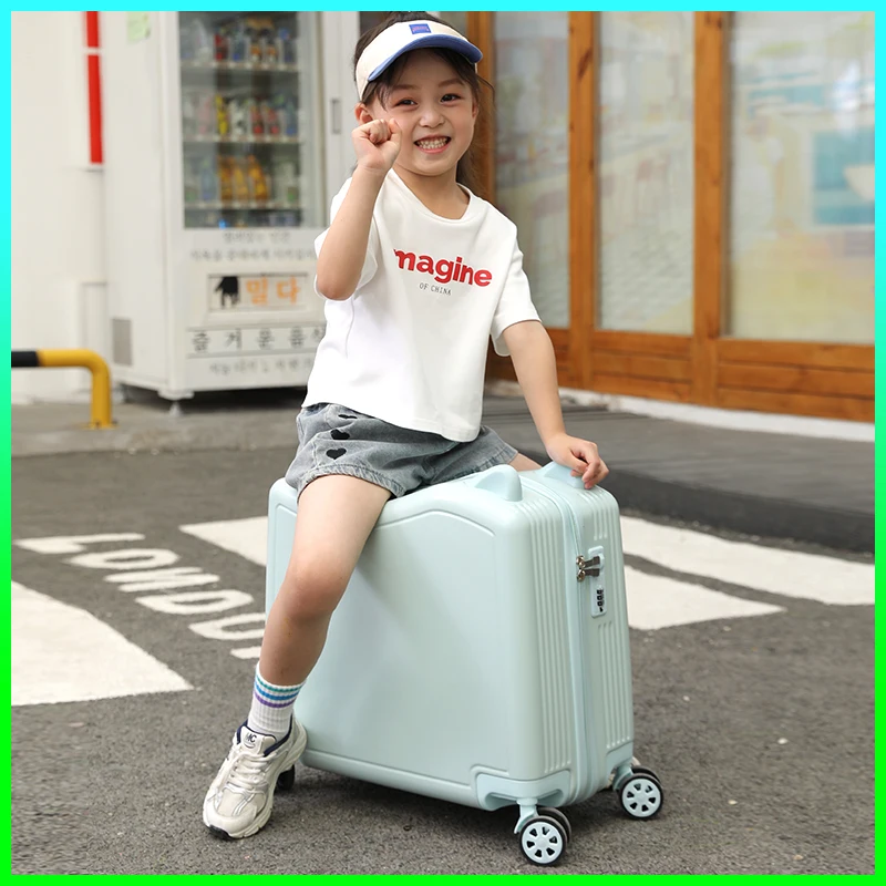 Kinderkoffer Kan Zitten En Rijden Op Bagage Voor Meisjes Kinderen Trolley Case Kleine Pc Cabine Reiskoffer 18/20 Inch