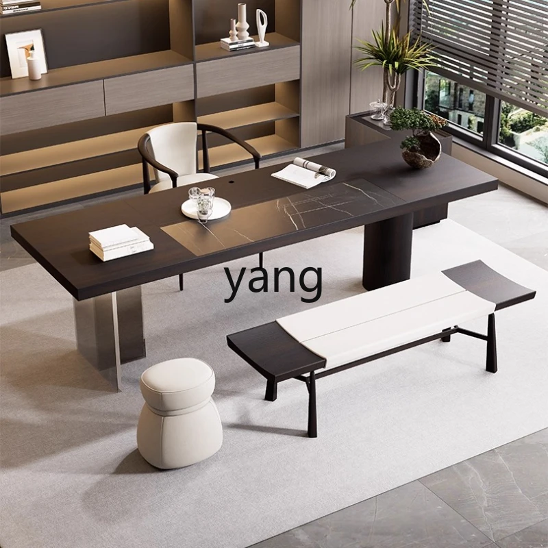 

LMM light luxury balcony solid wood tea zen tea room office tea table and chair combination