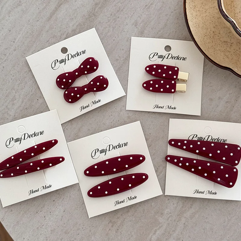 

2pcs/set Red Color Hair Clips Pin for Women Fashion Barrettes Headwear Girls Sweet Hairpins Hair Accessorie
