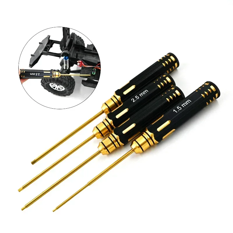 4pcs/set Titanium Plating 1.5/2/2.5/3mm Screwdriver Screw Driver Tool Kit For Rc Model Car Boat Airplane