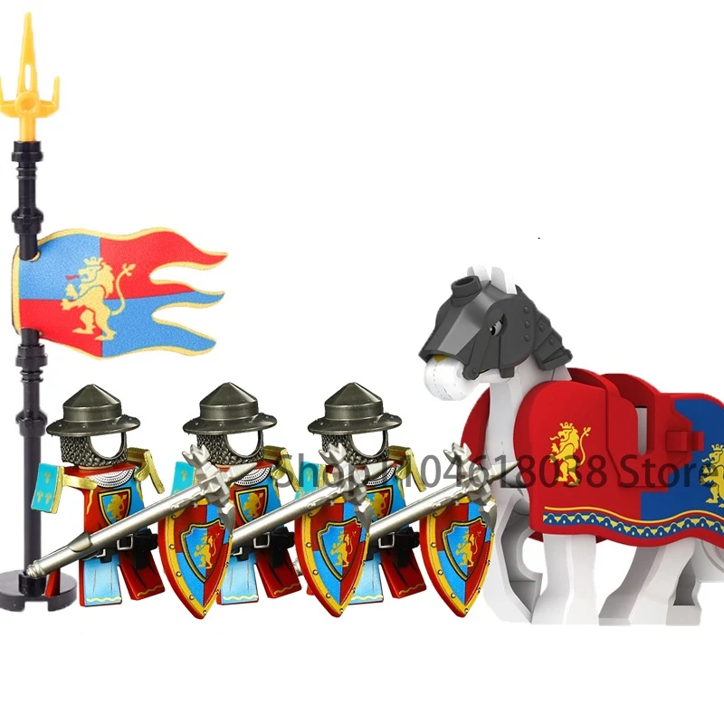 Green Dragon Raven Knights Shield Actionfiguren MOC Mittelalterliche antike Ritter Szene Baustein Kreatives Spielzeug für Kinder
