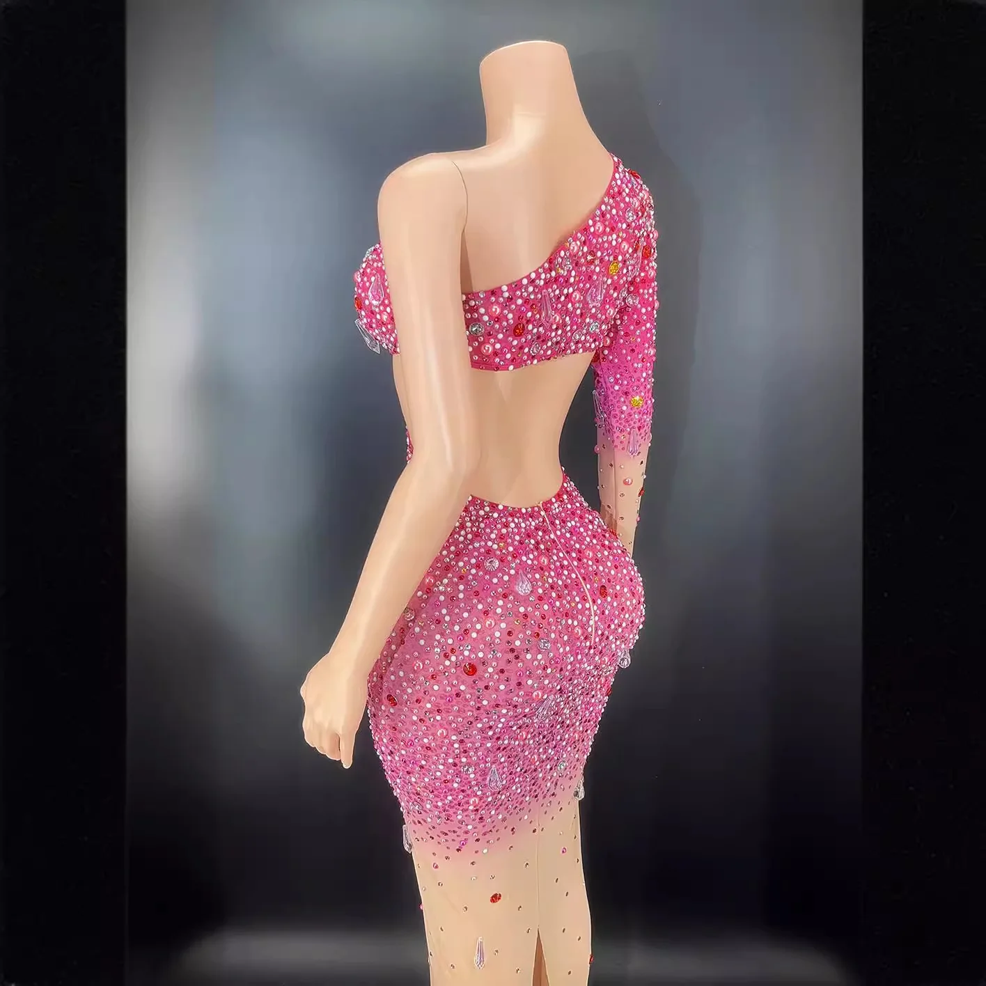 فستان سهرة كلاسيكي بقطع لؤلؤي من حجر الراين لعيد الميلاد نحيل أنيق فيستدوس متدرج موخير فساتين سهرة لامسكي ويسلين