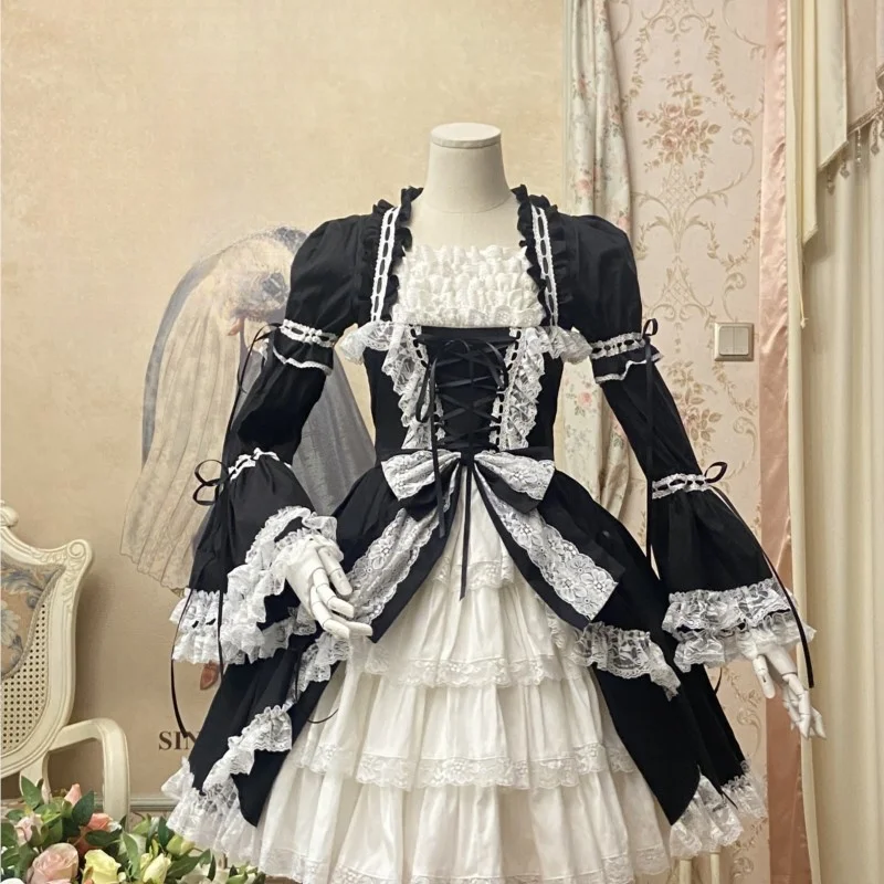 Summer New Sleeve Black and White Dress