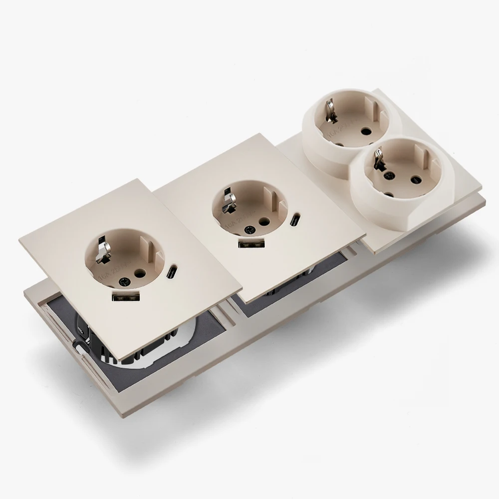 Skin Sensation USB A+C Wall Socket Power Sockets Embedded Integrated Panel Skin Feel Paint DIY Combination Embedded Paint Socket
