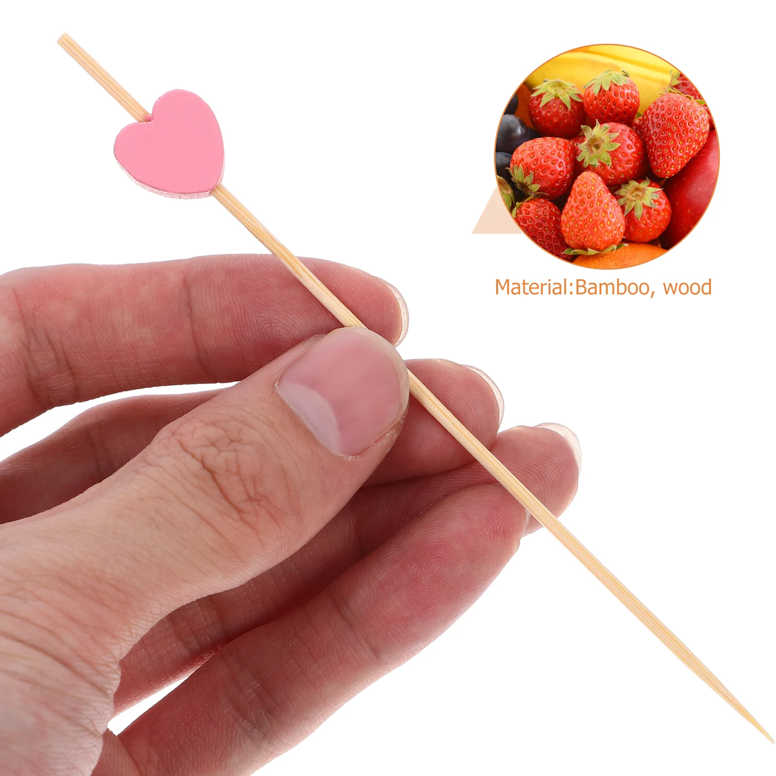 

100 Pcs Sign Fruit Sticks Skewers Appetizer Bamboo Cocktails Heart Food Picks Appetizers Toothpick