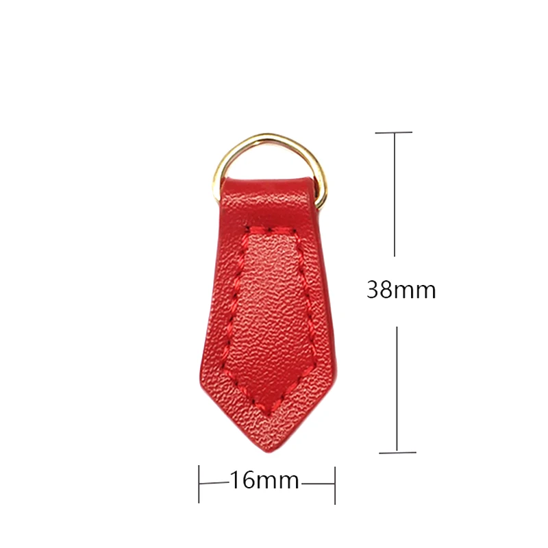 5pcs Leather Zipper Sliders Pull Strap Backpack Purse Bag Zip Puller Head Leaf Shape for DIY Handbag Apparel Sewing Accessories