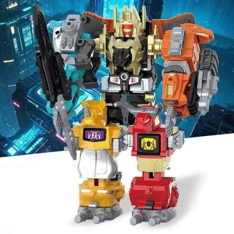 

5in1 Combiners Transformation Action Figure Toy 6.5''/Plastics Model Deformation Beast Robot Desktop Ornaments Gifts for Boys 6+