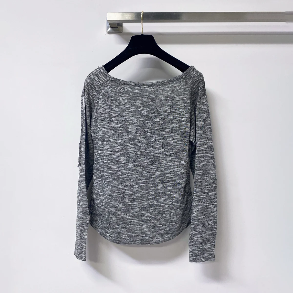 2026 High Quality Women's One Shoulder Long Sleeve Knitted Shirt with One Side Drawstring and Irregular Waist--hb727