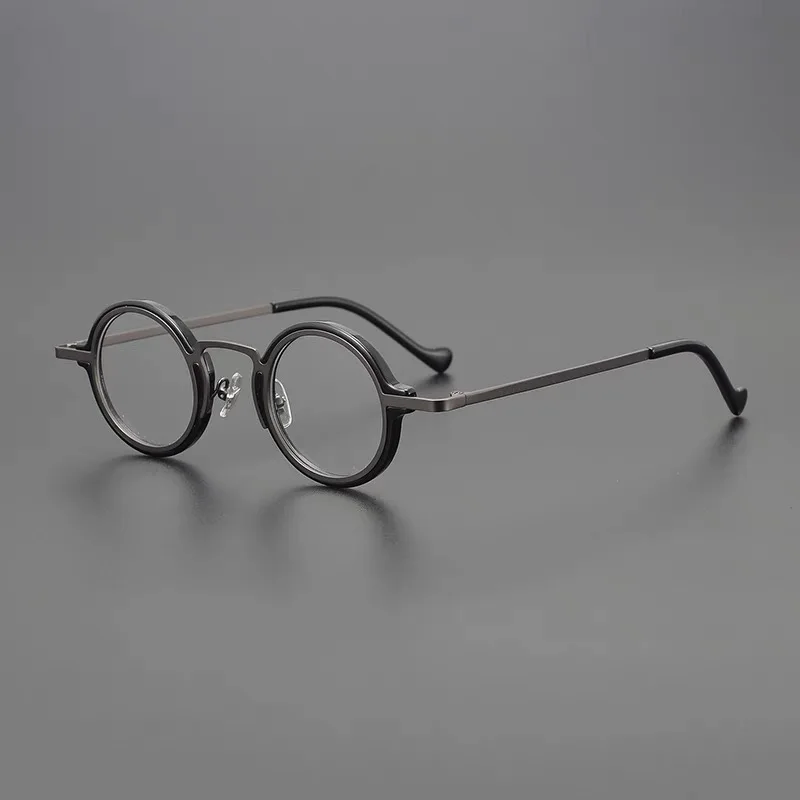 Vintage titanium acetate glasses frame Men women ultralight personality round optical glasses frame myopia prescription glasses