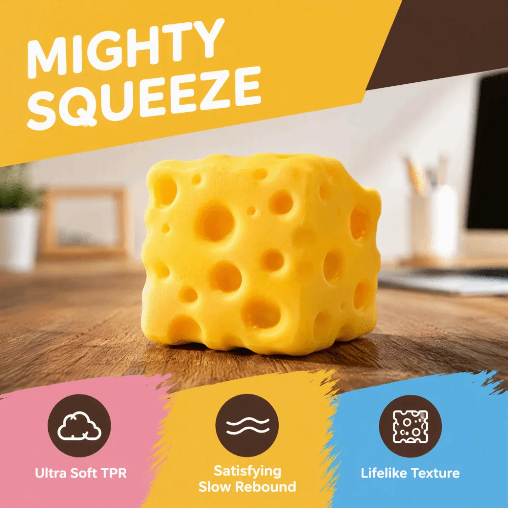 Moldable Cheese Squeezed Toy Super Soft Kneading Cheese Block Squishy Toy 3.5cm Comfortable Cheese Slow Rebound Toy