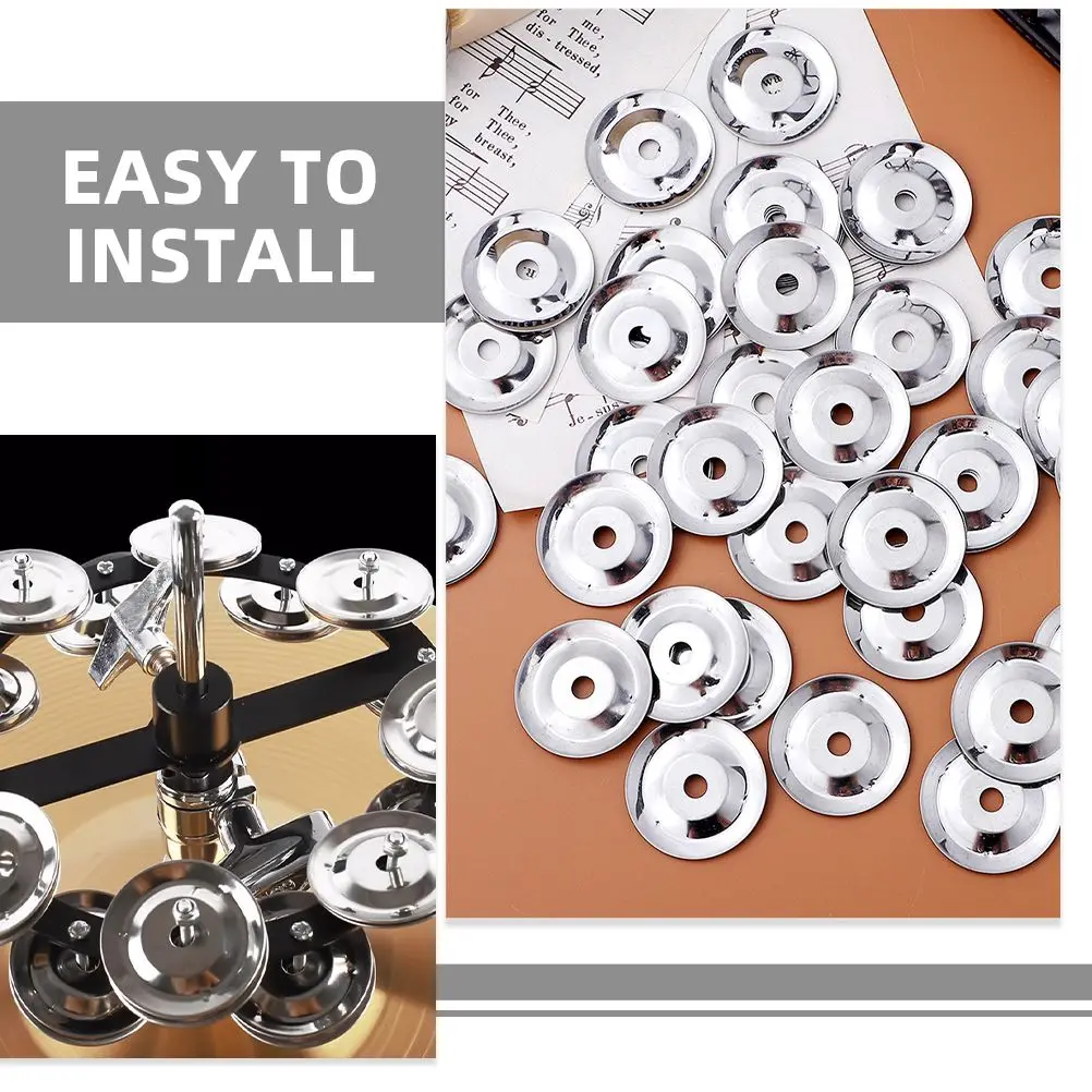 100 Pcs Drum Set Cymbal Replacement Accessories Tambourine Cymbal Ring Tambourine for Performance Metal Silicone Cymbal Tambouri