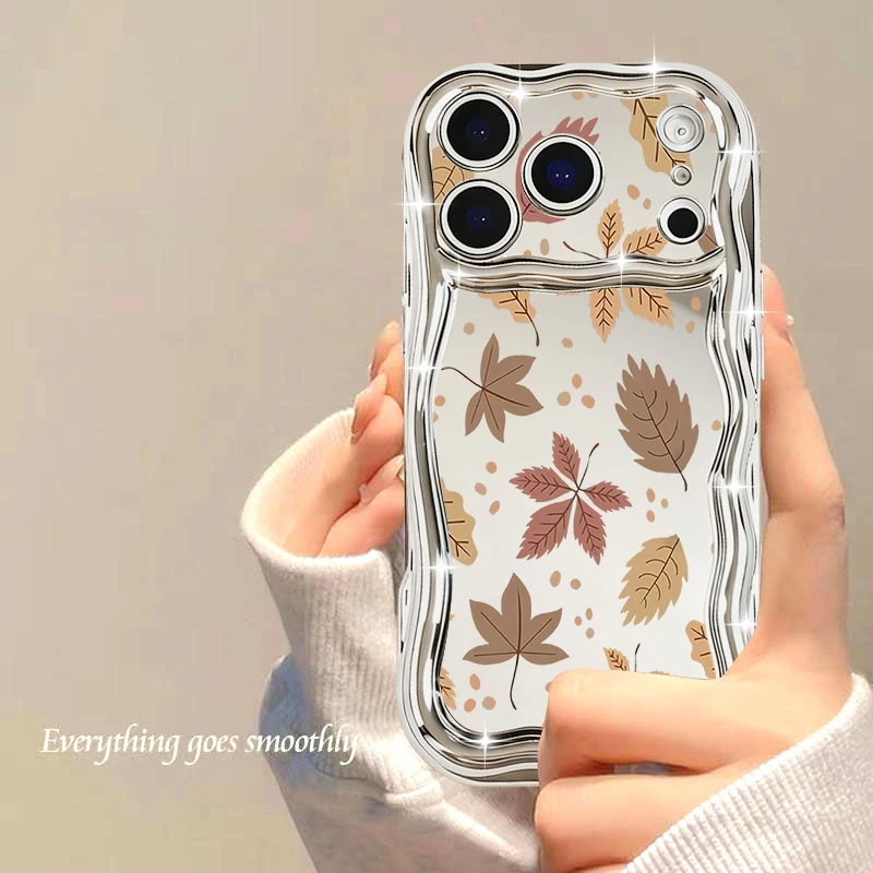 Chapeamento espelho caso para iphone 17 pro max abelha flor folhas padrão tpu capa para iphone 16 pro max 15 14 13 12 11 ar 16e funda