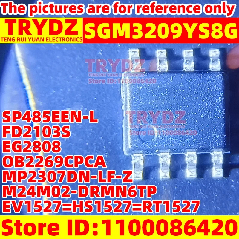 100-3pcs New SP485EEN-L SGM3209YS8G/TR EV1527=HS1527=RT1527 FD2103S EG2808 OB2269CPCA M24M02-DRMN6TP MP2307DN-LF-Z