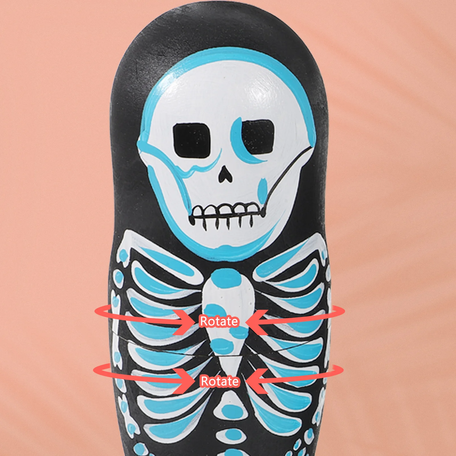 

5pcs Russian Nesting Wooden Skull Design Decorative For Kids Adults Vintage Art Craft Gift Home Decoration Storage