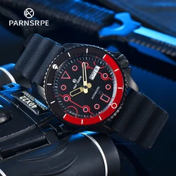 PARNSRPE SK007 Series Men's Watch NH36 Movement Cyber Pattern Dial With Day Date Indicator Sports Automatic Mechanical Watch