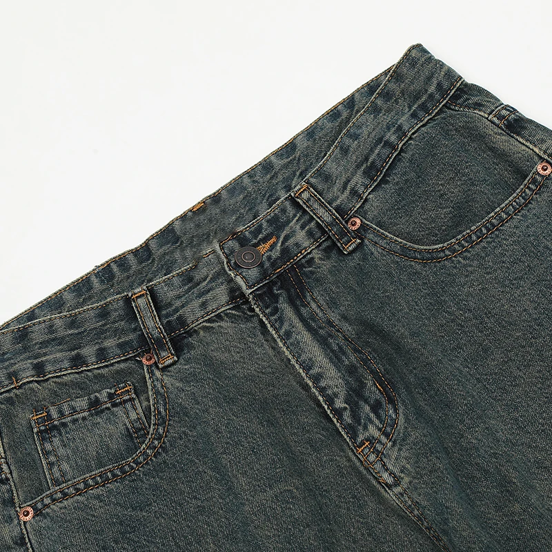 UPRAKF Straight-leg Jeans Pocket Loose Streetwear Denim Pants Casual Fashion Trousers Fit Summer Pantalones