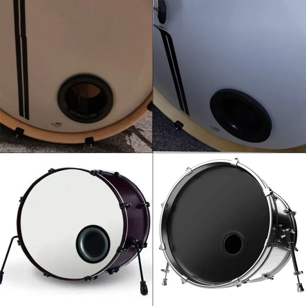 Bass Drum Enhancer Port Insert Enhancement Hole Protector Verstärker Kick Booster Schwarz Weiß Rot Blau mit Schutz Aufkleber Teil