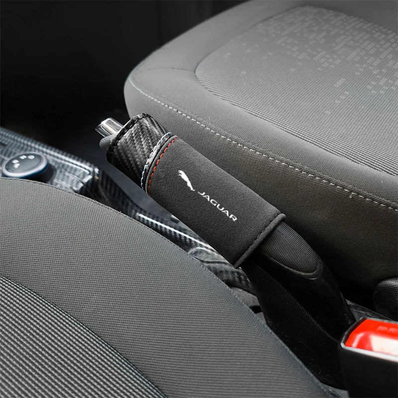 Car Hand Brake Cover Carbon Fiber Suede Interior Protector Handbrake Grips Decor For Jaguar XF XJ XE F-Pace F-Type I-Pace XEL