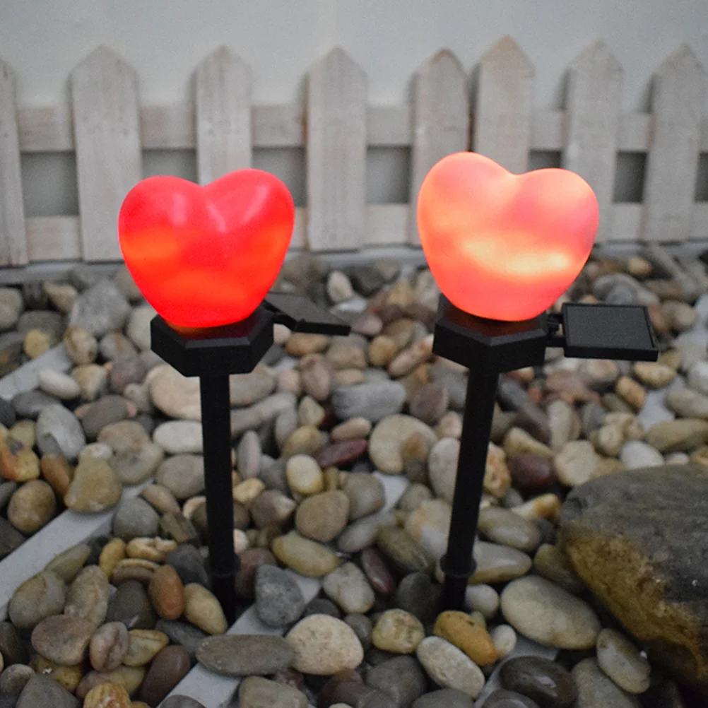 

2Pcs Heart Solar Outdoor Lights Solar Stake Lights for Patio Garden Yard Pathway Lawn Decoration Energy Saving