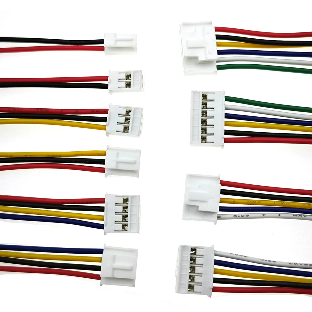 10Pcs HY2.0 to Dupont line  electronic wire-2P/3P/4P/5P/6 Pin To 2.54mm Dupont Male/Female Wire Connector Color Cable