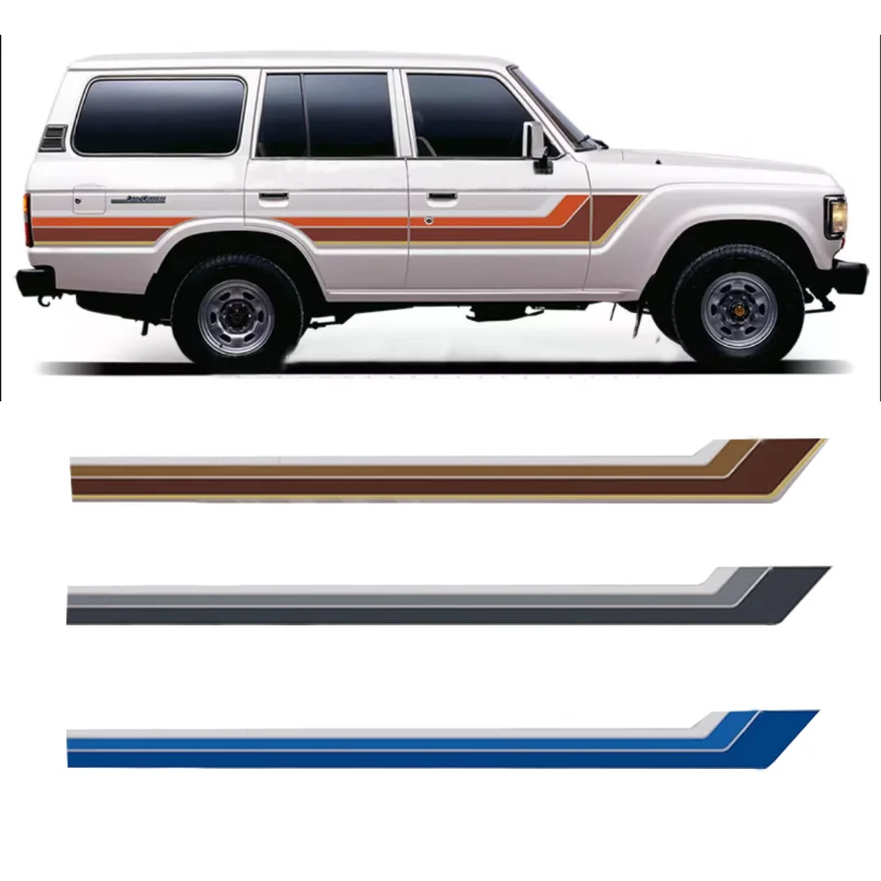 

Retro Brown Car Stickers Side Waist line Precut Custom Stripes Decal Vinyl Graphics Blackout Wrapping for Land Cruiser 60 LC60