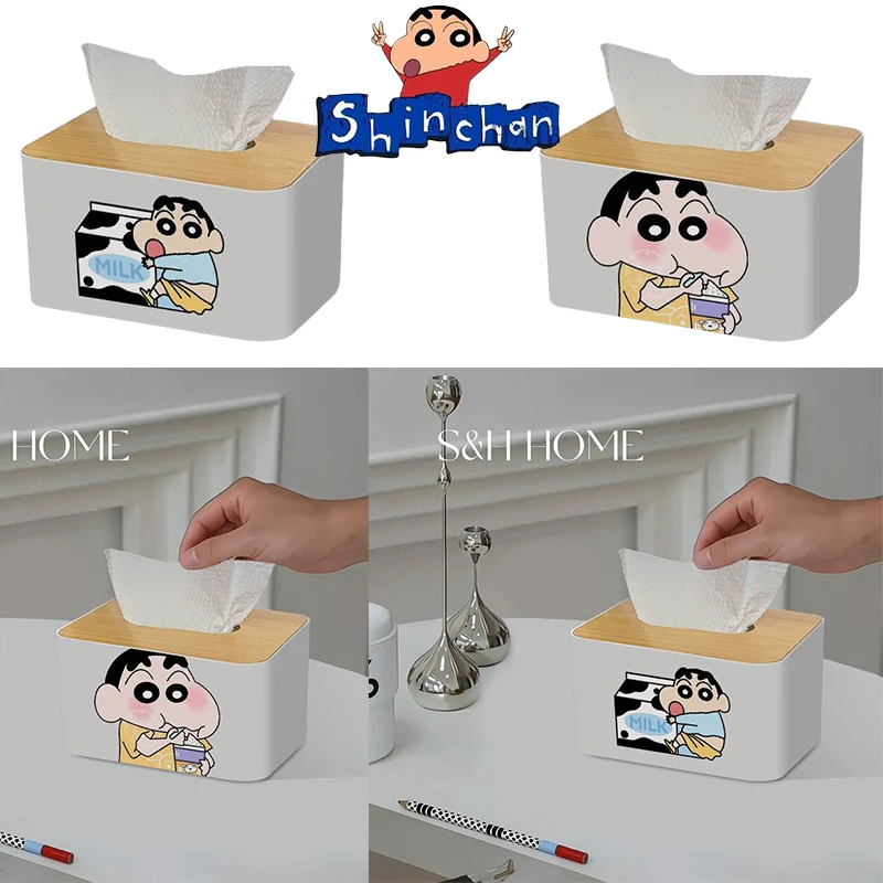 Crayon Shinchan  Tissue Box Desktop Napkin Holder Tissue Paper Dispenser Container Case Napkin Holder Household Storage Box Gift