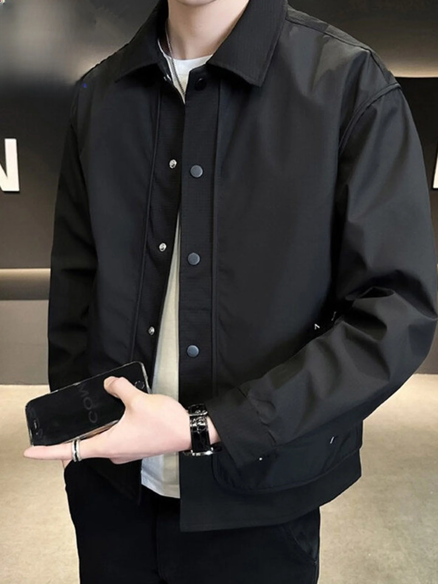 

TUCANO Men's Casual Jaet Spring New Sle Collar Workwear Outerwear Faionable High-End Feel Long Sve Windproof Polyester