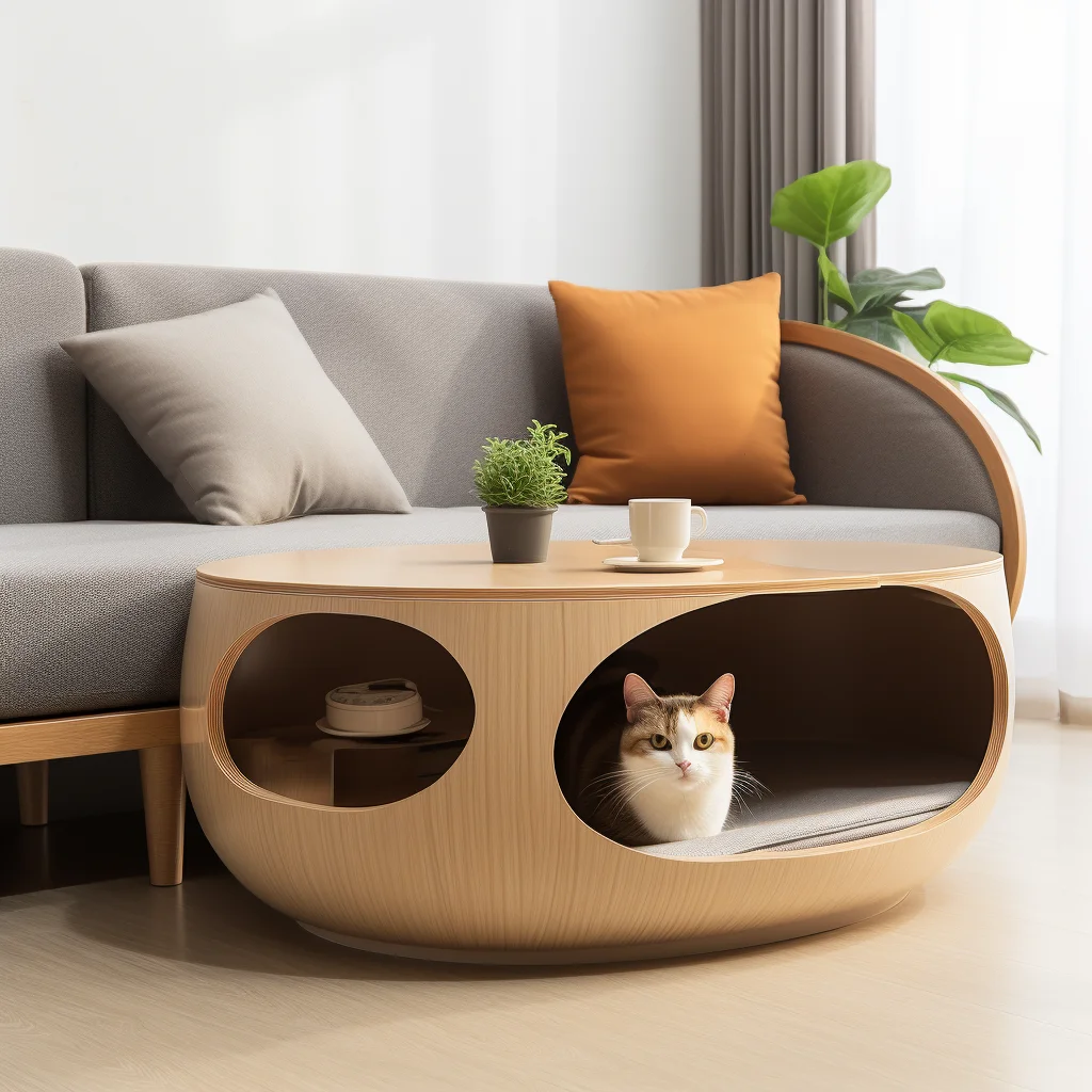 Coffee Table Furniture Shared By Humans And Cats, Semi-enclosed Cat Nest Suitable For All Seasons