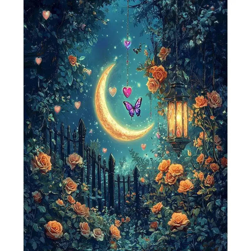 

RUOPOTY DIY Paint By Numbers Kit Fantasy Moon Night Picture For Adults Painting Set Home Decor Family Activities Unique Gifts