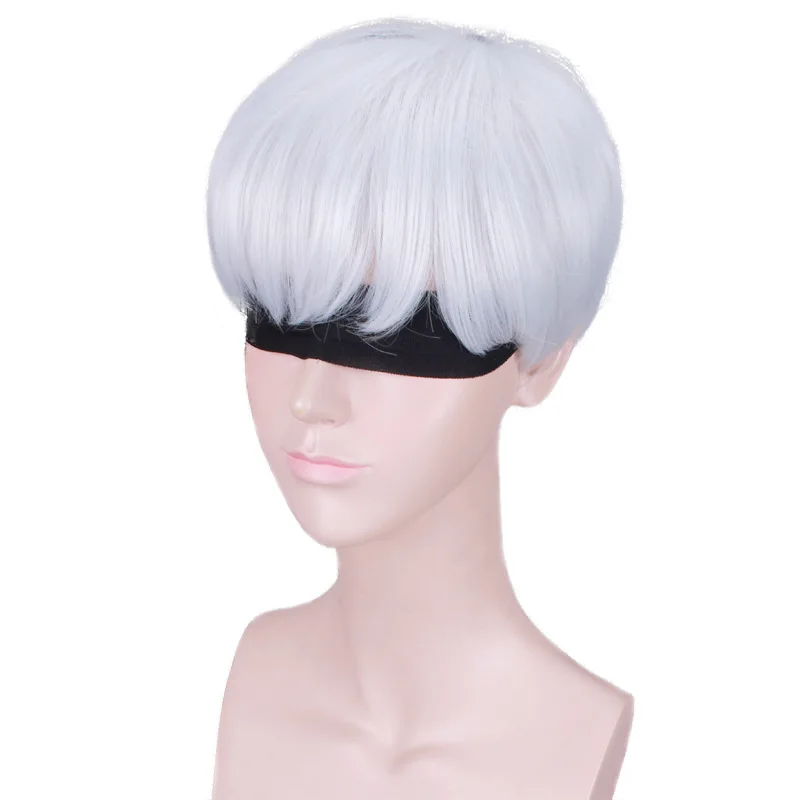 YoRHa No.9 Type S Cosplay Wig 9S White Hair Game NieR Automata Role Play Props High Temperature Wire With Wig Cap