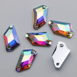 100pcs/Lot, 10x18mm Crystal AB / Clear AB Flat Back #3267 De-Art Sew On Stones