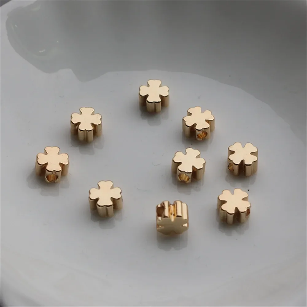 

10pcs/lot 14K Gold Color Plated Cruciferous clover 5mm color preserving accessories DIY jewelry bracelet necklace manual