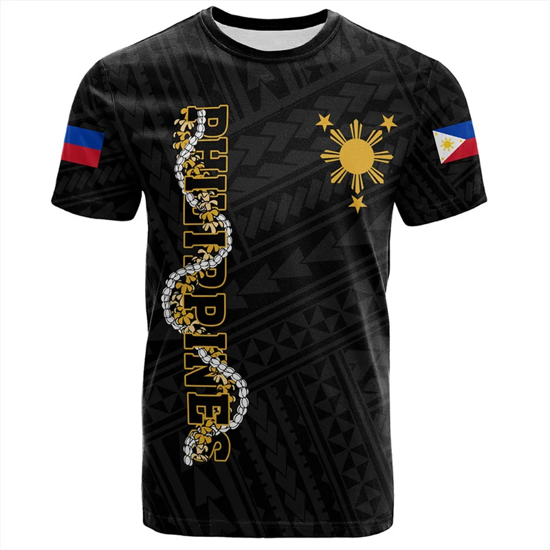 Vintage 3D Print Philippines Filipinos Emblem T Shirt Philippines Maori Tribal Styles Graphic T-shirts Kid Fashion Short Sleeves