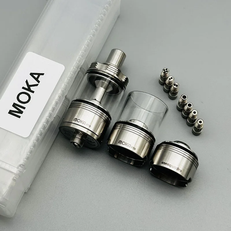

Vape Moka MTL RTA Распылитель-бак 316ss 22 мм 4,5 мл с одной катушкой Сменный нижний воздушный поток 3 камеры Сменные 7 шпилек